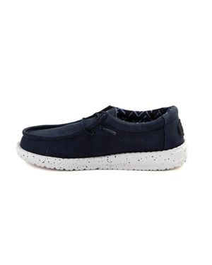 HEYDUDE Wally 41144-410 Moccasin Boy'Snavy Canvas Slip On Shoes Zogg3414 - Blue