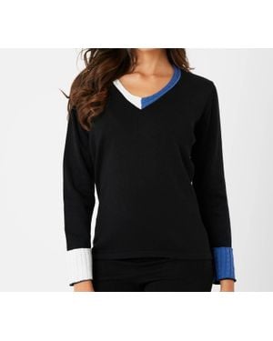 French Kyss Braided V-Neck Top - Black