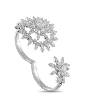 Hearts On Fire Aerial 18K 1.40Ct Diamond Sunburst Double Finger Ring Hf17-070125 - Metallic
