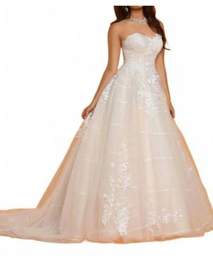 Da Vinci Bridal Strapless Tulle And Organza Wedding Gown - Natural