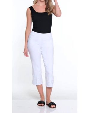 Slimsation By Multiples Pull-On Ankle Jean With Embroidered Hem Pant - White