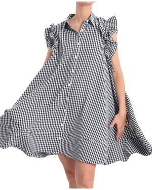 Lili Sidonio Mini Gingham Shirt Dress - Purple