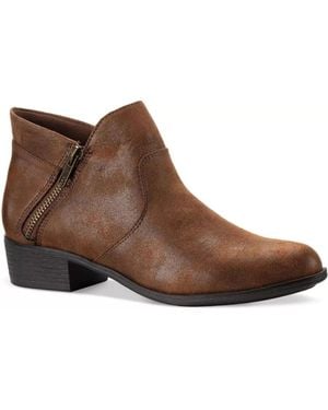 Sun & Stone Adelinee Boot Chocolate Double Zip Ankle Bootie Lion254 - Brown