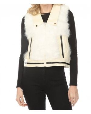 Metric Knits Faux Fur Zip Up Vest - White