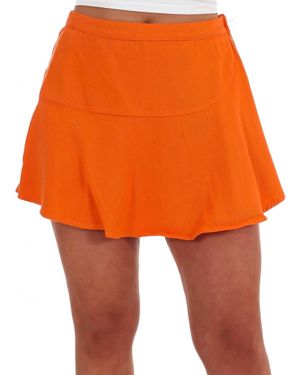 Day + Moon Glam Wrap Denim Mini Skort - Orange