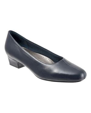 Trotters Doris T3235-400 Heel Leather Slip On Pump Zogg20 - Blue