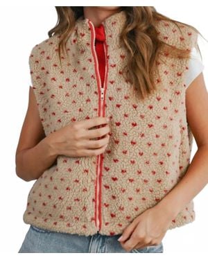 Buttermelon Floral Fleece Vest - Brown