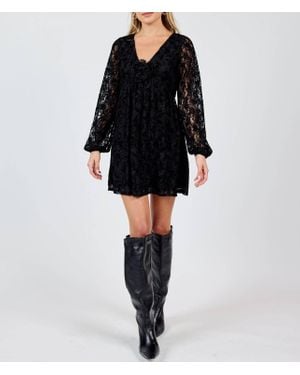 Sadie & Sage At Dusk V Neck Mini Dress - Black