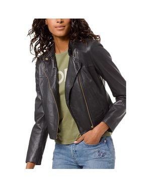 MICHAEL Michael Kors Petites Moto Polyester Leather Jacket - Black