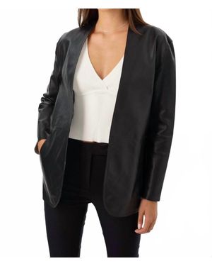 Lamarque Leighton Reversible Leather Blazer - Black