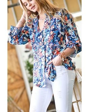 Mazik Tiptoe Through The Tulips Blouse - Blue
