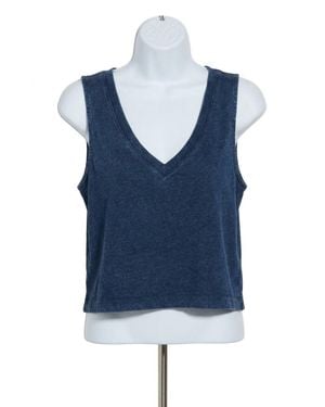 Z Supply Sloane V Neck Jersey Denim Top - Blue