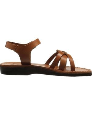 Jerusalem Sandals Miriam Leather Slingback Buckle Sandal - Black