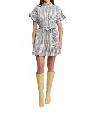 En Saison Ruffle Placket Belted Tiered Mini Dress - Multicolor