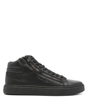 Calvin Klein High Top Lace Up Booties - Black
