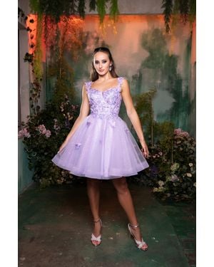 TRUEDAMES Homecoming Sweetheart Neckline A-Line Dress - Purple