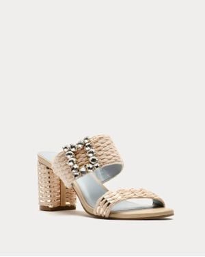 Frances Valentine Betty Raffia With Diamond Brooch Heels Sandal - Natural