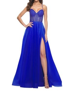 La Femme Illusion Corset Bustier Top Prom Dress in Purple | Lyst