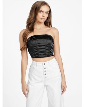 Guess Karly Satin Strapless Top - Black