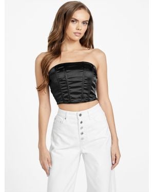 Guess Karly Satin Strapless Top - Black
