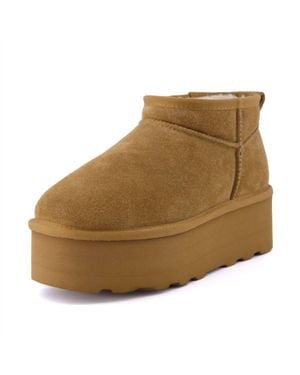 Cushionaire Hippy Cozy Platform Ankle Boots - Brown