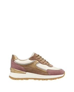 Geox Desya B Abx Metallic Accents Leather Suede Sneakers - Brown