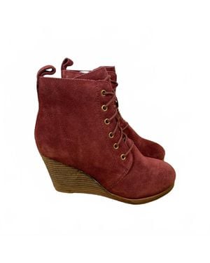 Diba True Blake Lace Up Ankle Boot Wedge - Red