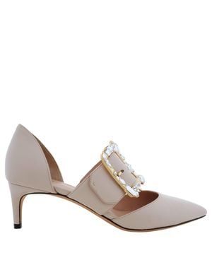 Bally Jessye 55 Buckle Leather Pumps, Brand Size 37 Us Size 6.5 - Brown