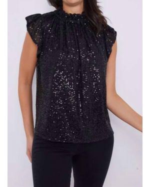 Sail To Sable Ruffle Neck Top - Blue