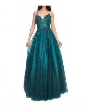 Nina Canacci Formal Long Prom A-Line Dress - Blue