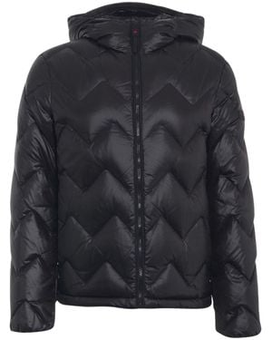 Peuterey Cropped Zip-Up Jacket With Chevron Quilting And Hood - Black