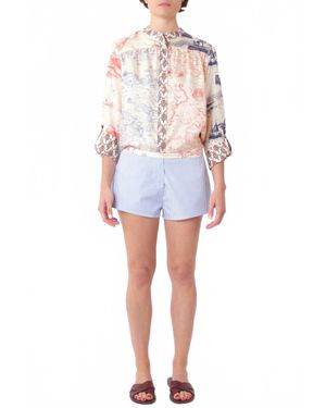 La Prestic Ouiston Boop Pinstriped Cotton Shorts - White