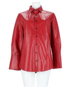 Co. Glossy Lambskin Leather Shirt - Red