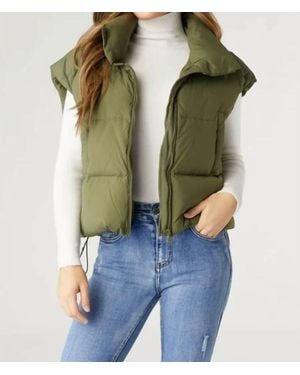 Coco + Carmen Jana Chunky Down Vest With Cinched Botton - Green