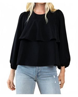 TCEC Bree Tiered Ruffle Blouse - Black