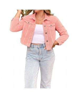 Veveret Rhinestone Rodeo Denim Jacket - Red