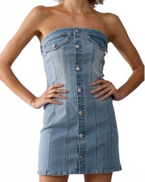 Urban Daizy Drew Strapless Denim Dress - Blue