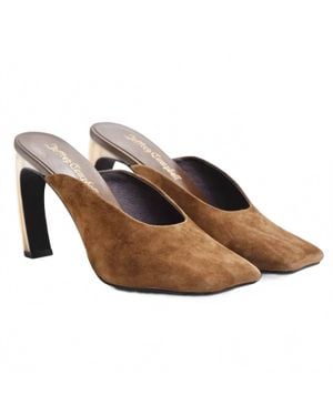 Jeffrey Campbell Zentra Suede Block Heel - Brown