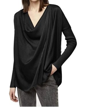 AllSaints Erma Cowl Neck Top - Black
