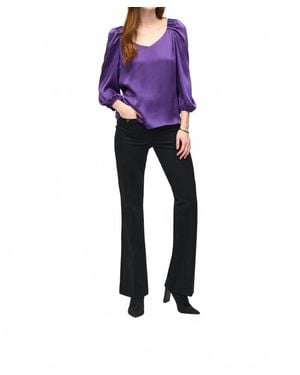 Joseph Ribkoff Scoop V-Neck Long Sleeve Blouse - Purple