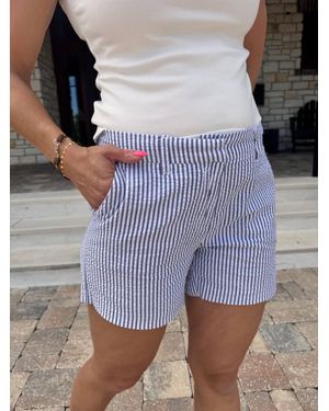OAT New York Seersucker Mid-Rise Short - Blue