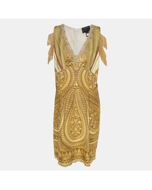 Roberto Cavalli Printed Jersey Midi Dress - Metallic