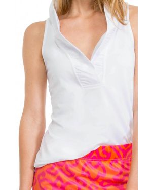 Gretchen Scott Jersey Sleeveless Ruffneck Top - White
