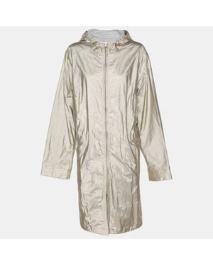 Marina Rinaldi Voyage By Metallic Satin Parka Voyage Hoodie Jacket - Multicolor