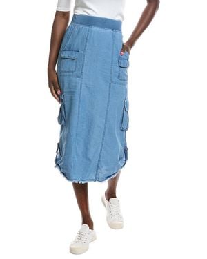XCVI Chesney Linen-Blend Midi Skirt - Blue