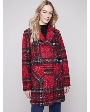 Charlie b Plaid Bouclé Jacket - Red