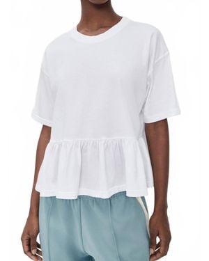 The Great The Oversized Ruffle Peplum Tee - White