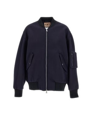 Plan C Scuba Technical Fabric Zip Bomber Jacket - Blue