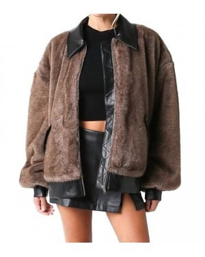 Olivaceous Carrie Faux Fur & Leather Jacket - Brown