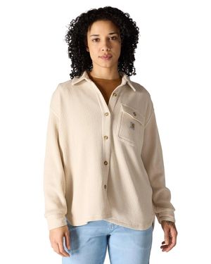 Carhartt Shirt Waffle Knit Oversized Heavyweight Button Up Jax1576 - Natural